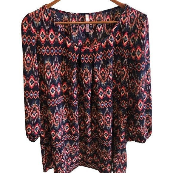 Cool Melon 3/4 Sleeve Blouse with Aztec Print - Picture 1 of 6